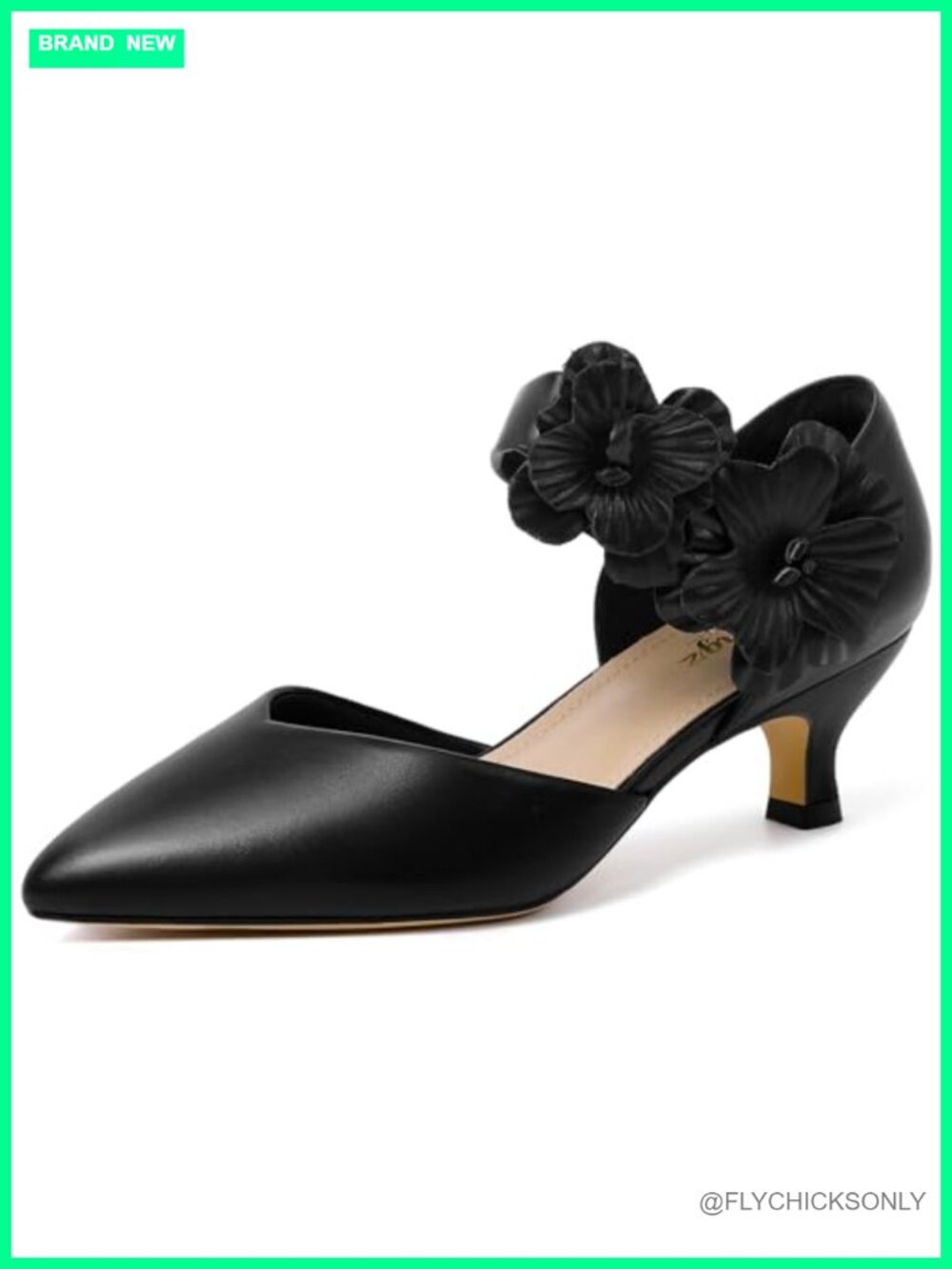 Kitten Heels Low Closed Toe Dressy Pumps Slip On Flower Dress Shoes